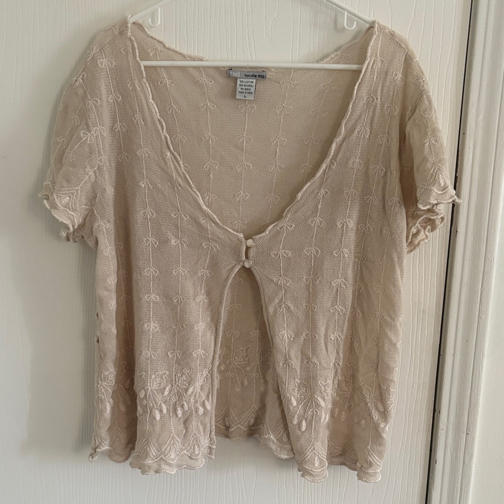 Beige Short Sleeve Blouse